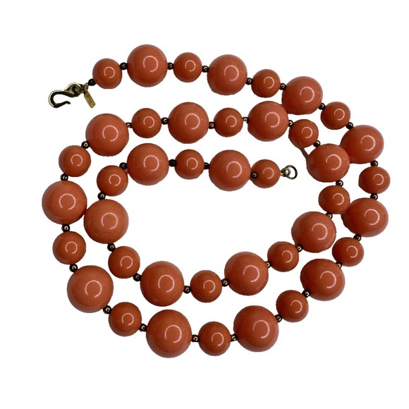 Kenneth Jay Lane Jewelry - Kenneth J Lane necklace Beaded Orange Chunky Round Gold Tone Long 28" VTG